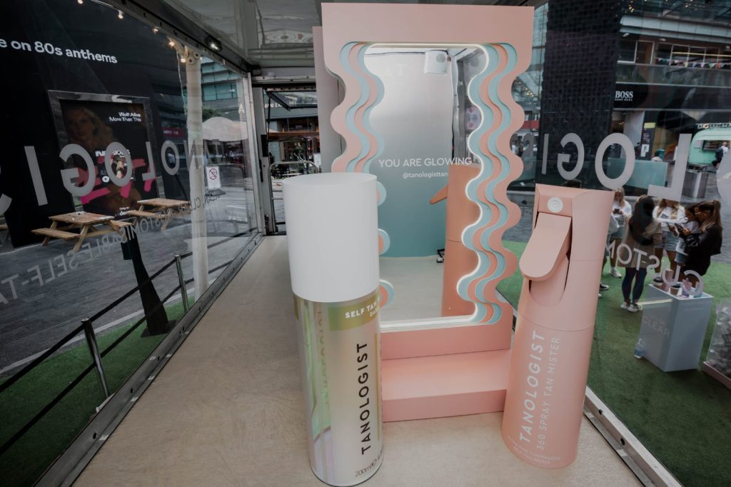 Props including novelty sized cosmetics. Display plinths with products on them. All for the Backlash -Tanologist Product launch that was fabricated by PW Shop