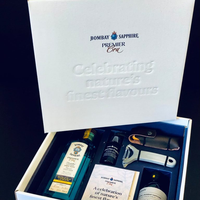 Bombay Sapphire- Limited Edition Hand Fabricated Influencer box created by PW Shop. Part of the Eco Craft Luxe Gift and Presentation Box range.