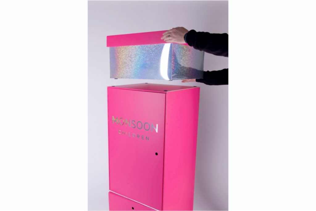 A custom bespoke large pink product sleeve made for the brand Monsoon by PW Shop