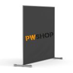 Ecovista Signage by PW Shop. A black free standing sign with with PW Shop logo in the centre.