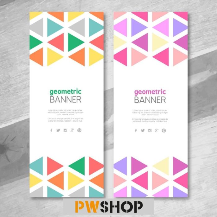 Custom Banner Backdrops. PW Shop logo is also shown.