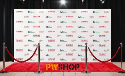 A Red Carpet style, sponsor sign backdrop mockup. One of the Crafted Canvas Creation solutions offered by PW Shop.