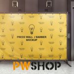 A press wall or banner, freestanding backdrop mockup. A Crafted Canvas Creations option offered by PW Shop.