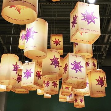 A Greencraft Fabricated display made by PW Shop. Some hanging Chinese Style lanterns.