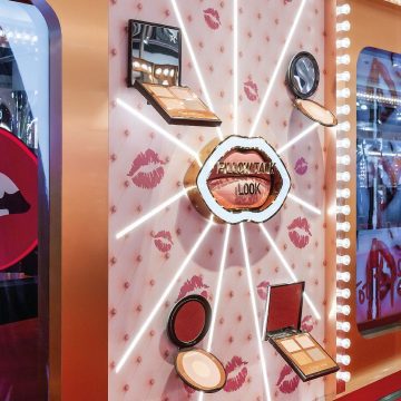 A Greencraft Fabricated display made by PW Shop. A range of fabricated items made for Charlotte Tilbury.