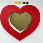 A hanging 'Heart Echo' Valentines day decoration by PW Shop in Red. PW Shop logo also shown.