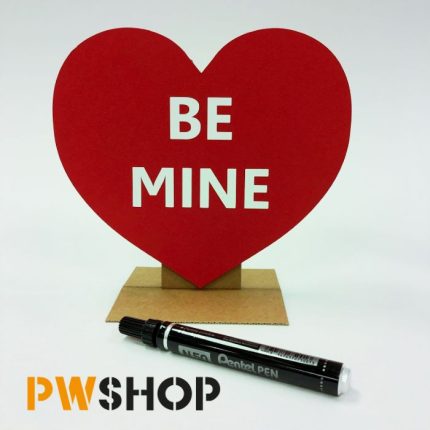 A red 'Sweetheart Stand' pop up decoration. A black sharpie laying next to it. PW Shop logo is also visible.